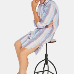 Chemise de nuit Grand-Père Homme Rayure Tampa Bleu 1