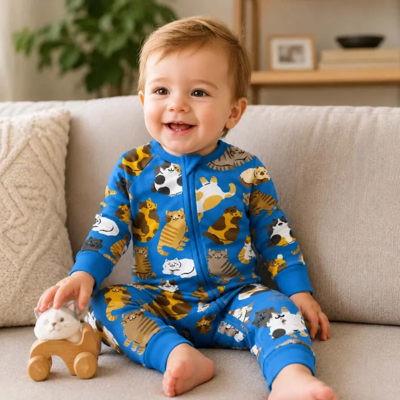 Chubby Blue Cats Bamboo Convertible Zippy