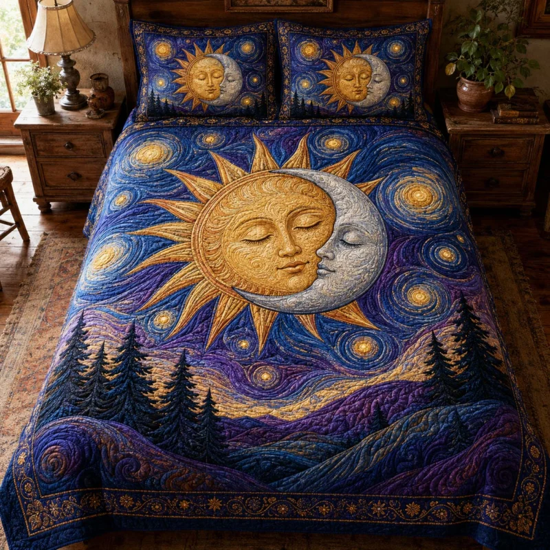 Cosmic Lovers Sky Bamboo Quilt Bedding Set