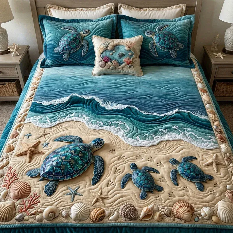 Crashing Wave Surf Bamboo Quilt Bedding Set