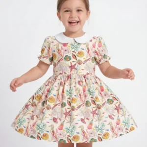 Tropical Reef Whimsy Bamboo Peter Pan Collar Dress