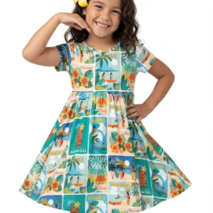 Aloha Postcard Paradise Bamboo Twirl Dress