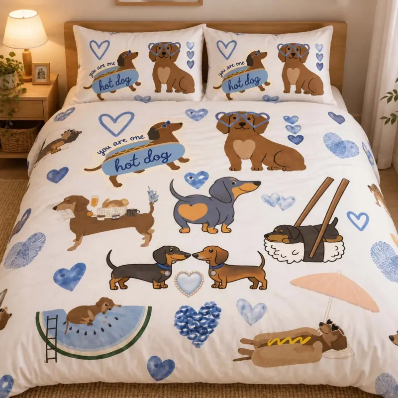 Dachshund Love Club Blue Bamboo Bedding Set