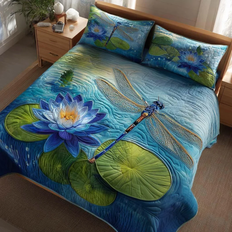 Dragonfly Natural Grace Bamboo Quilt Bedding Set