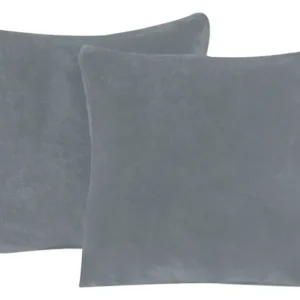 One Home 2er Pack Kissenbezug Kissenhülle Teddy Plüsch Uni kuschelig flauschig warm weich anthrazit 40x40 cm