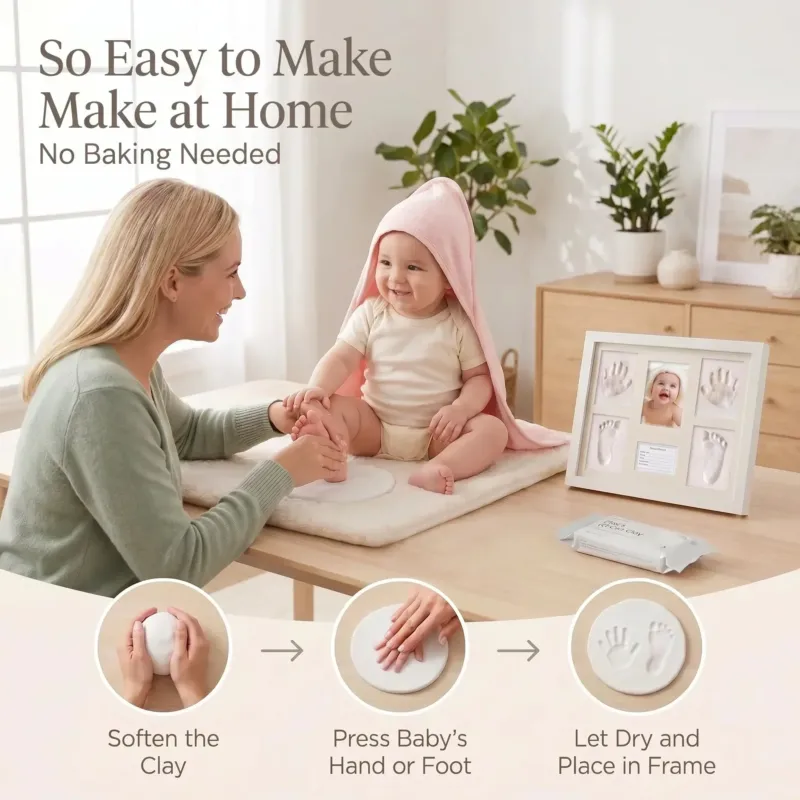 Wooden Baby Handprint & Footprint Nursery Frame