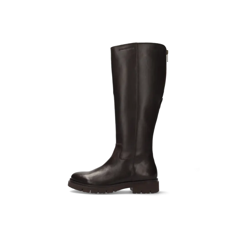 Leder Langschaftstiefel Dunkelbraun