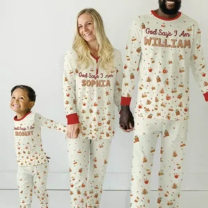 GingerBread God Says I Am Custom Name Men's Pajama Set , GingerBread God Says I Am Custom Name Men's Pajama Set - Only Shirt / XS