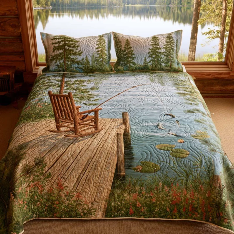 Fishing Outdoor Spirit Bamboo Quilt Bedding Set