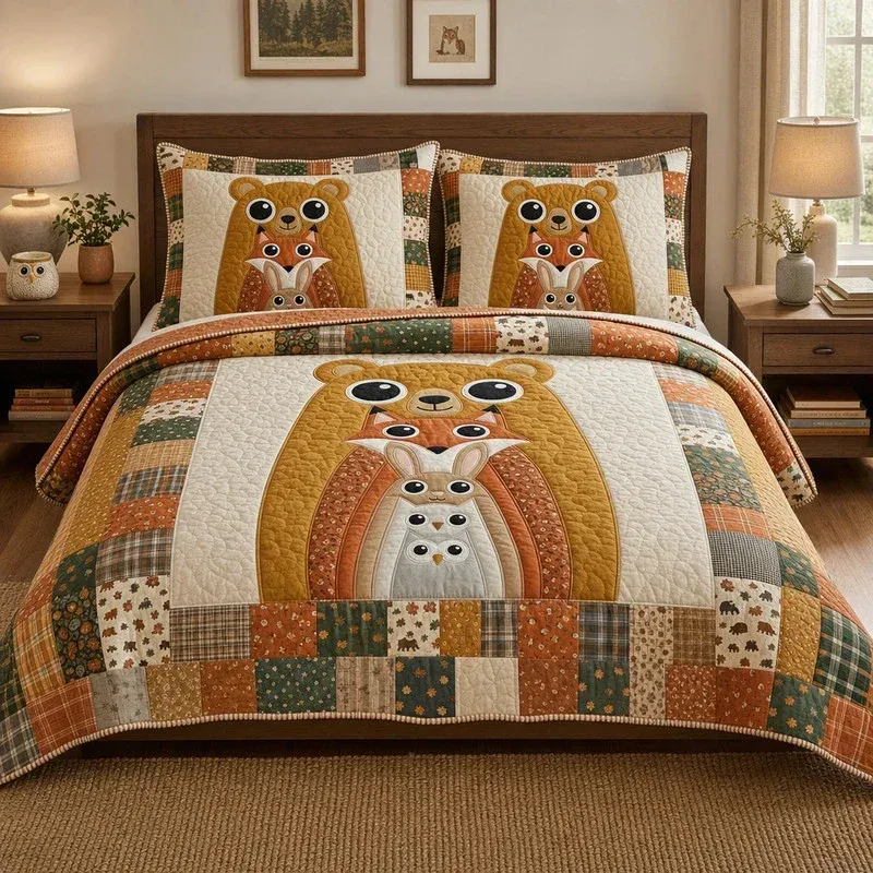 Forest Hug Nest Bamboo Quilt Bedding Set