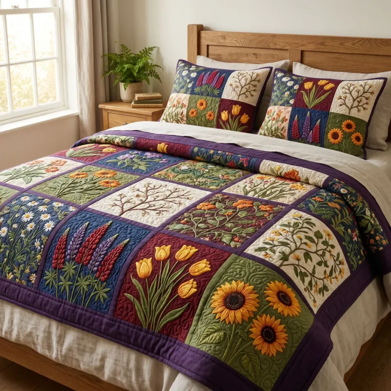 Garden Petals Bamboo Quilt Bedding Set