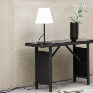 Garten Beistelltisch Pandora - Aus Rattan und Glas in Schwarz