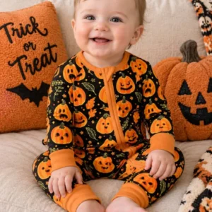 Glowing Pumpkin Faces Bamboo Convertible Zippy