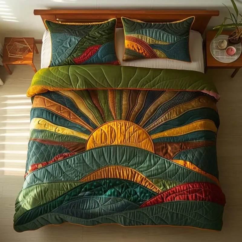 Golden Morning Light Bamboo Quilt Bedding Set
