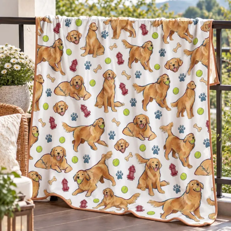 Golden Retriever Dog Park Bamboo Blanket