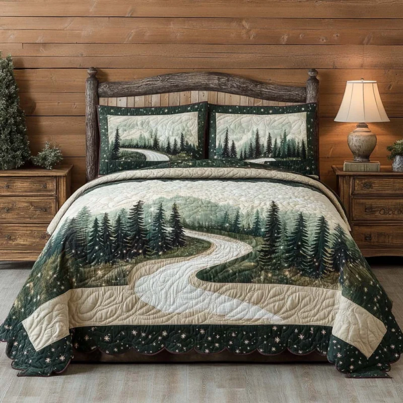 Green Forest Harmony Bamboo Quilt Bedding Set