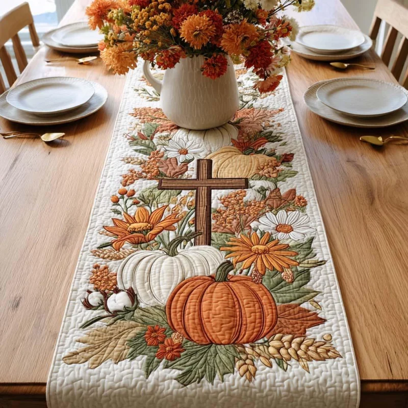 Harvest Floral Cross Quilt Table Runner