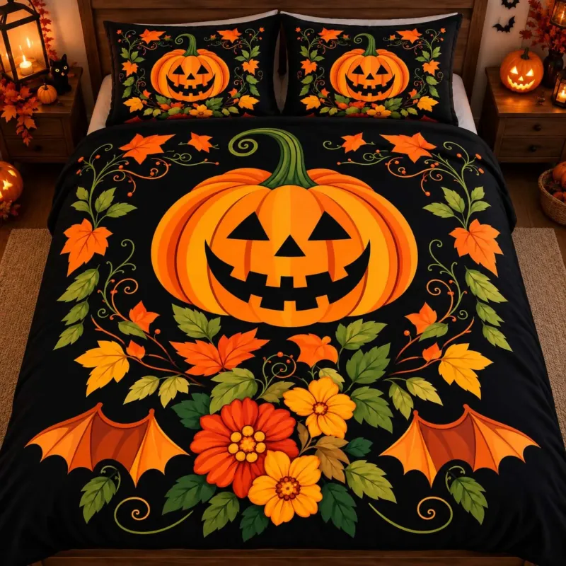 Harvest Pumpkin Glow Bamboo Bedding Set