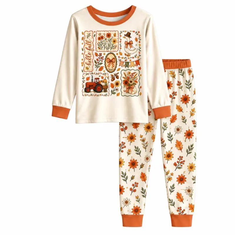 Hello Fall Harvest Farm Bamboo Two Piece Long Sleeve Pajama Set – Bild 2