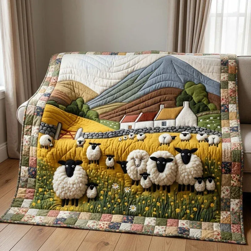 Highland Sheep Farm Bamboo Quilt Blanket