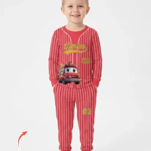 Kid Cartoon Dinosaurus Vehicles Bamboo Two Piece Long Sleeve Pajama Set