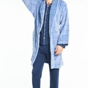 Robe de chambre Homme Carreaux Bleu 1