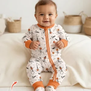 Dancing Pumpkin Skeleton Halloween Bamboo Convertible Zippy