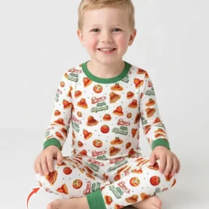 Custom Name Little Meatball Bamboo Two Piece Long Sleeve Pajama Set