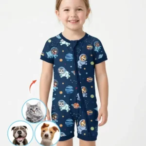 Astronaut Custom Pet Image Family Matching Bamboo Shorty Zippy