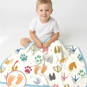 Cute Farm Animal Tracks Custom Name Bamboo Blanket