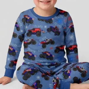 All American Thunder Custom Name Bamboo Two Piece Long Sleeve Pajama Set