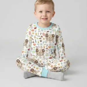 Custom Kids Name Best Dad Ever Bamboo Two Piece Long Sleeve Pajama Set