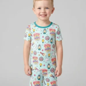 VBS Shining A Light On Who Jesus Really Is Bamboo Two Piece Short Sleeve Shorts Pajama Set