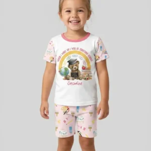 Custom Name When I Wake Up I Will Be Starting School Bamboo Two Piece Short Sleeve Shorts Pajama Set