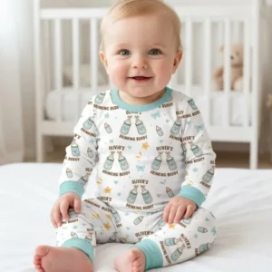 Custom Name Twin Drinking Buddies Bamboo Two Piece Long Sleeve Pajama Set