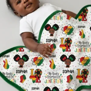 Custom Name My Roots Started On Juneteenth Bamboo Blanket