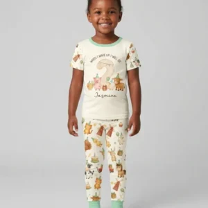 Personalized Farm Animals When I Wake Up I Will Be Birthday Bamboo Two Piece Short Sleeve Pajama Set