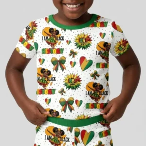 Juneteenth Girl I Am Black History Bamboo Two Piece Short Sleeve Shorts Pajama Set