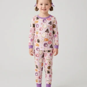 Cute Halloween Sugar Cookies Bamboo Two Piece Long Sleeve Pajama Set