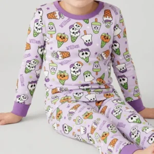 Summerween Ice cream Bamboo Two Piece Long Sleeve Pajama Set