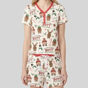 We Wish You Nothing Butt Merry Bamboo Women Short Sleeve Short Pajama Set