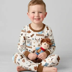 Personalized Cowboy Birthday Rodeo Bamboo Two Piece Long Sleeve Pajama Set