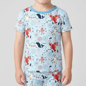 Celebrate 4th of July Family Matching Bamboo Two Piece Short Sleeve Shorts Pajama Set