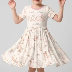 Custom Name When I Wake Up Girly Birthday Bamboo Twirl Dress
