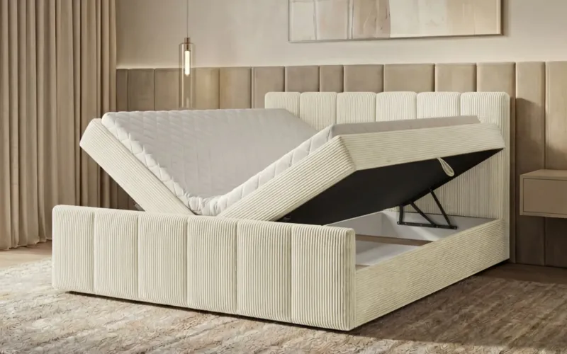 Boxspringbett Siena mit hochklappbarem Stauraum in Cord – Bild 2