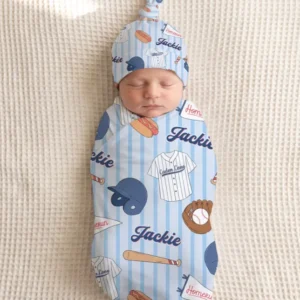 Personalized Ballpark Bros Bamboo Swaddle Blanket