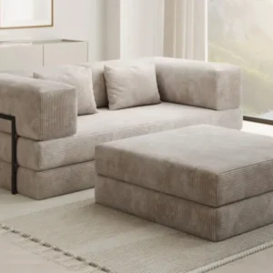 Lazy Spar-Set: 3-Sitzer + Hocker in Cord