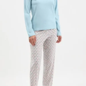 Pyjama long femme bleu hérisson 1
