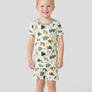 Safari Animals Bamboo Two Piece Short Sleeve Shorts Pajama Set