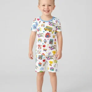 Kindergarten Cutie Bamboo Two Piece Short Sleeve Shorts Pajama Set